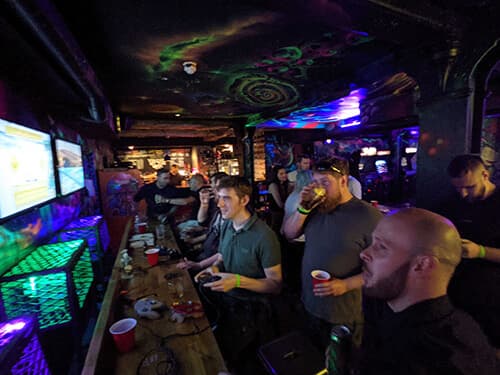 photo of team at a bar